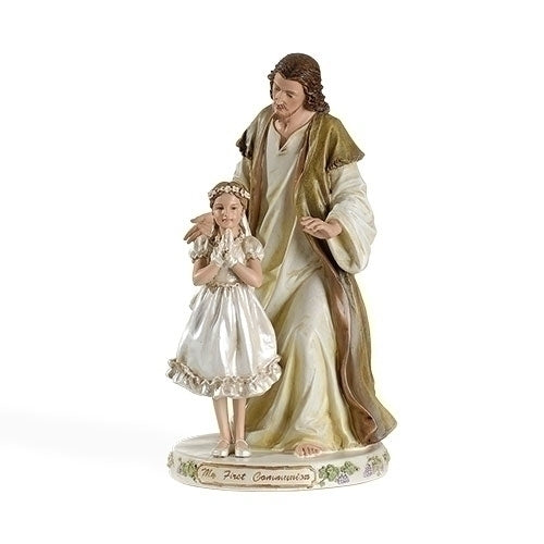 Jesus with First Holy Communion Girl Statue