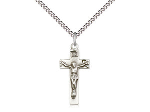 Crucifix Necklace Sterling Silver or Gold Filled on 18" Chain