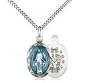 Blue Oval Miraculous Medal on 18" Chain