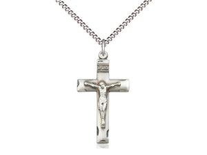 Crucifix Medal Sterling Silver or Gold Filled on 18" Chain