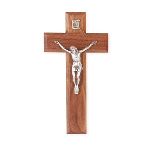 10" DARK CHERRY CROSS WITH FINE PEWTER CORPUS