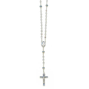 Blue Czech Crystal Multi Faceted 5mm Rosary