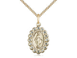 Miraculous Medal w/ Aqua Crystals