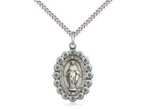 Miraculous Medal w/ Aqua Crystals