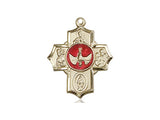 5 Way Medal with Red Enamel Dove in Center