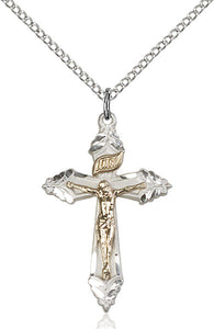 Gold Filled & Sterling Silver Crucifix with 18" Chain