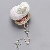 Baby Girl or Baby Boy Rosary in Porcelain Crib