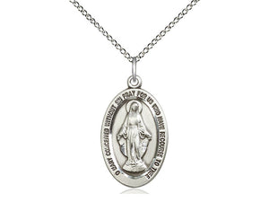 Miraculous Medal on 18" stainless chain