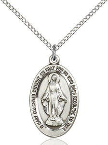 Sterling Silver Miraculous Medal with 18" Stainless Chain