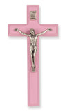 7" WHITE WOOD CROSS WITH ANTIQUE SILVER CORPUS