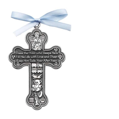 Bless this boy, girl or child cross crib medal 3.75