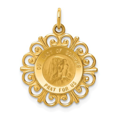 14k Our Lady Of Sorrows Medal Pendant